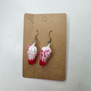 Red milkshake handmade earrings